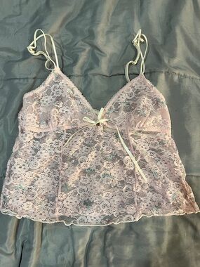 Ardene Pale Pink Lace Babydoll Chemise with Ribbon Tie
